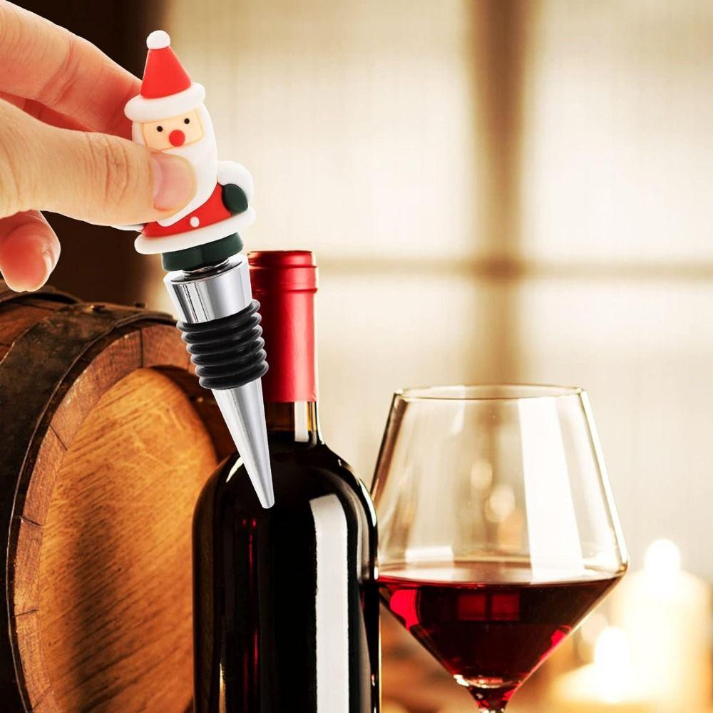 Vacuum Sealed Christmas Wine Bottle Stopper Reusable Wine Sealers Christmas Bottle Cover Kitchen