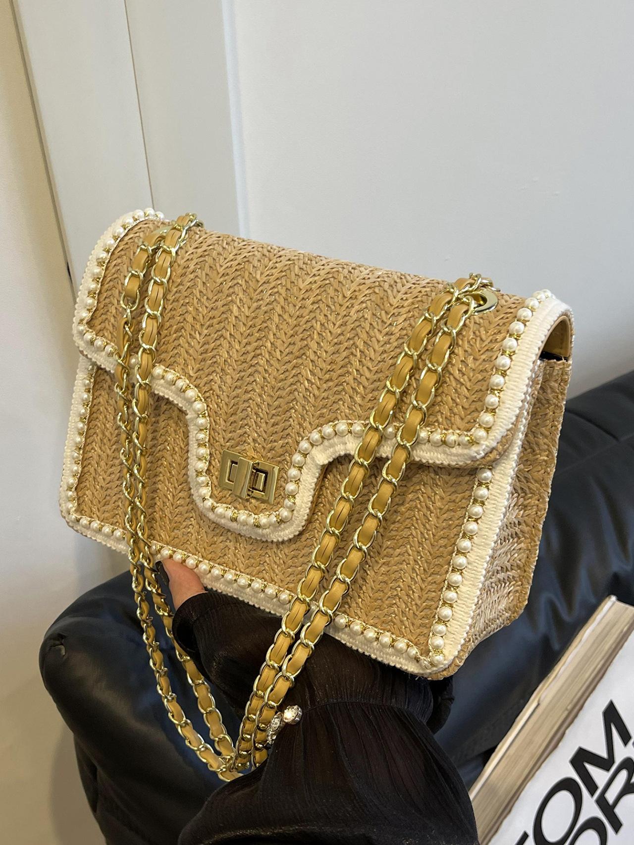 

Сумка під пахву на плече Xiaoxiangfeng з плетеним ланцюжком, жіноча, 2024, нова текстура, модна універсальна квадратна жіноча сумка інтернет-знаменитості Small хакі