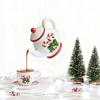 Yousheng Christmas Teapot Ornament Holly Vintage Tea Cups And Pot Set Xmas Tree Hanging Ornaments 2D Acrylic Teapot Decor with Pouring Tea Effect