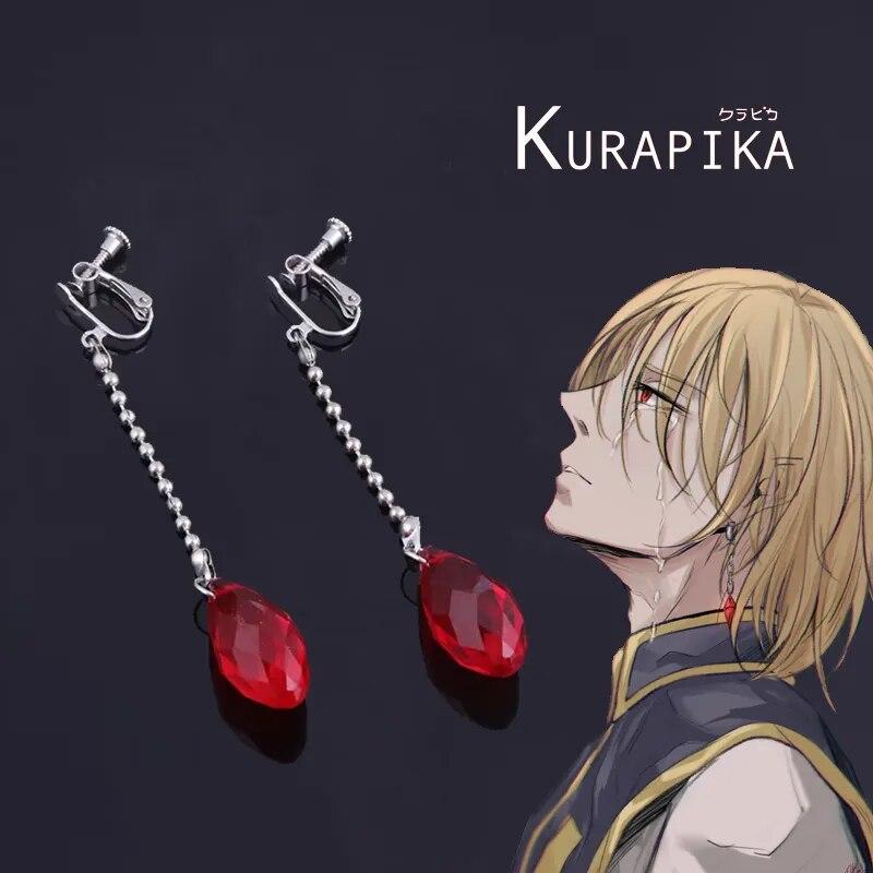 

Большие размеры красные серьги Kurapika Kurta для косплея аниме Hunter x Hunter серьги-клипсы для женщин и мужчин рождественские украшения в подарок