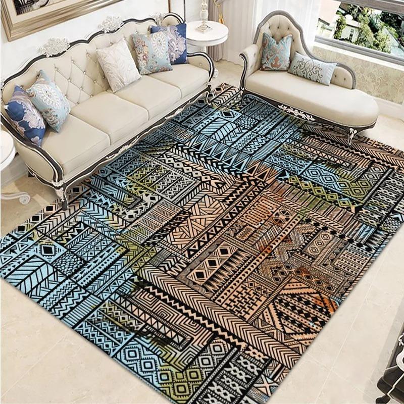 Retro Ethnic Style European-style Living Room Carpet Bohemian Non-slip Coffee Table Carpet Household Easy-to-take Crystal Velvet Carpet