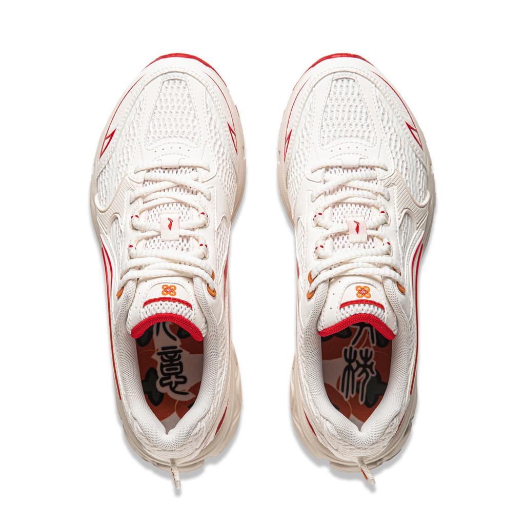 New LiNing Shake 2.0 Cushioning Slip Resistant And Abrasion Resistant Low Top Casual Running Shoes Women's White Gray Red ARXU002-7