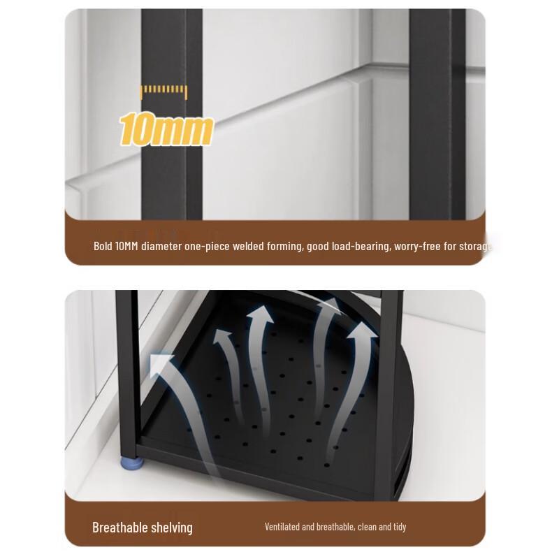 Yunshuang Black Stainless Steel 3-Tier Corner Kitchen Spice Rack
