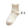 3 Pairs/Lot Cute Socks For Women New Japanese Style Breathable Girls Short Socks Kawaii Solid Socks Frilly Ruffle Socks Casual