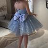 European and American Women's Off-the-Shoulder Sequin Bow Princess Dress