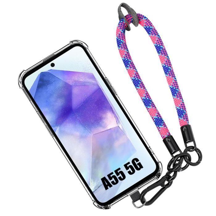 Coque - BOOLING - pour Samsung Galaxy A55 5G - Antichoc - Silicone - Dragonne Amovible Tricolore