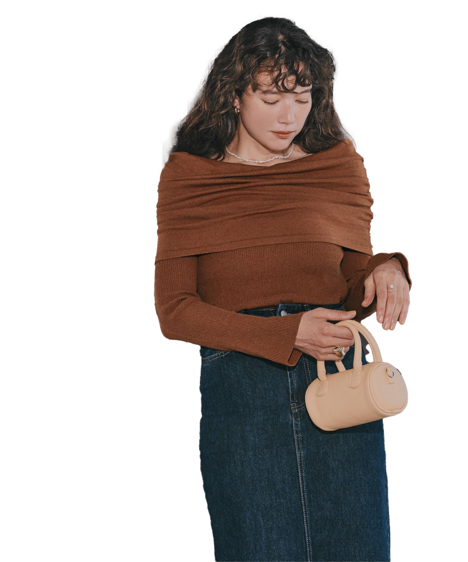 

Titibait Вязаный AEXP4121 Маленький Коричневый С Открытыми Плечами Женский