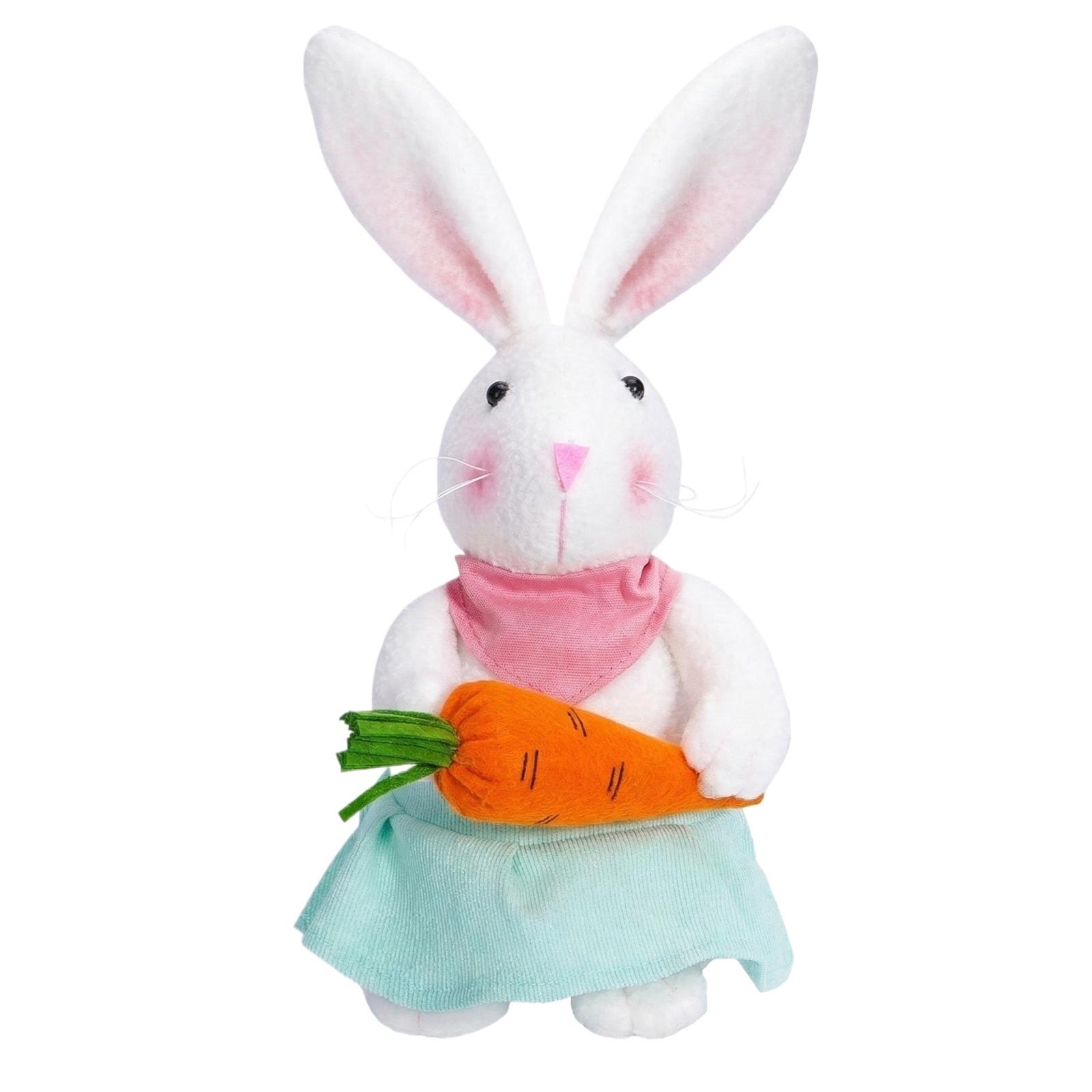 

Easter Figurine Holding A Carrot, Decorated With Colourful Eggs, Adorable Gnome Doll Ornament, Festive Gift One Size