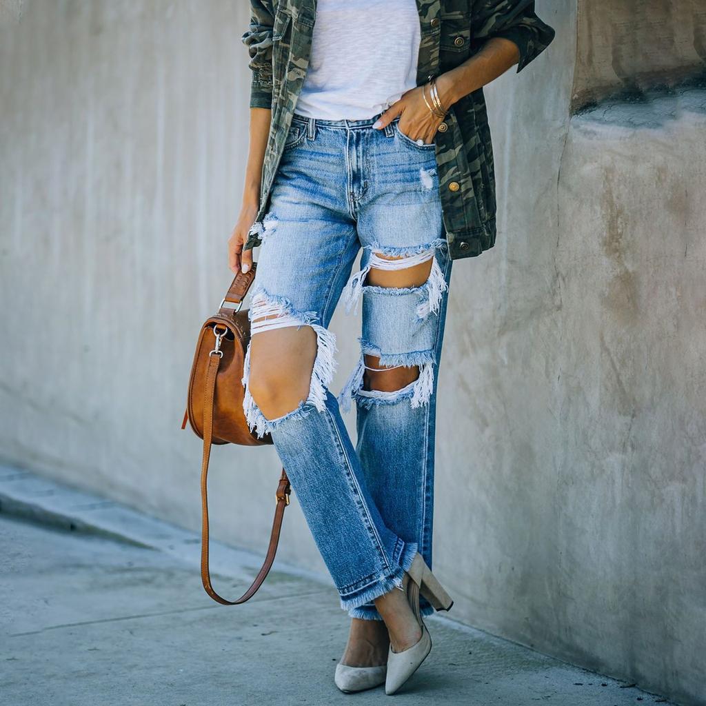 Women's Denim Classic Versatile High Waist Fashionable Trousers