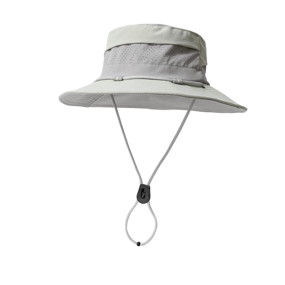 

UV Protection Safari Hat Wide Brim Colorblock Sun Cap with Breathable Mesh Adjustable Windproof Hiking Bucket Hat Unisex 54-59 серый