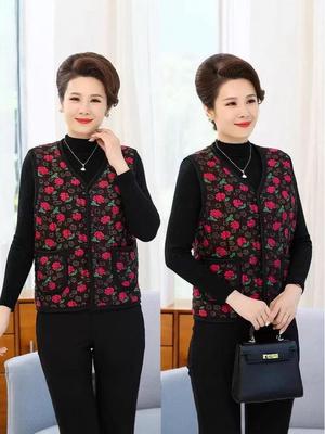 Warm Fleece-Lined Cotton Vest for Middle-Aged and Elderly Women