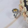 925 plata de ley citrino piedra preciosa hecha a mano diseñador mujeres declaración anillo, anillo boho, anillo de promesa