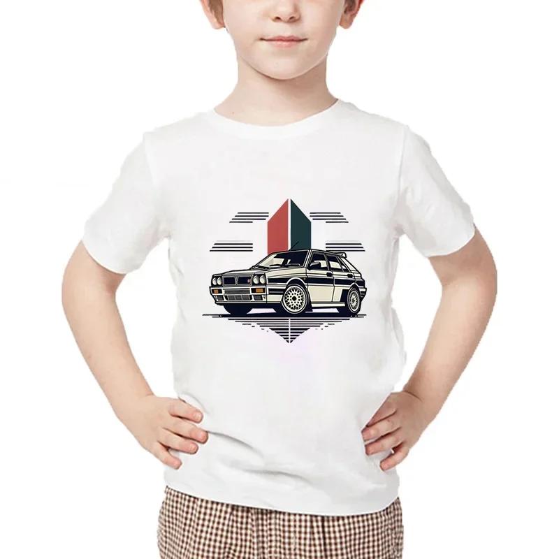 Boys Girls Anime Group B Rally Cars Print T Shirt Kids Cool Car Design Clothes Short Sleeve Summer White Fashion Hip Hop Tshirt