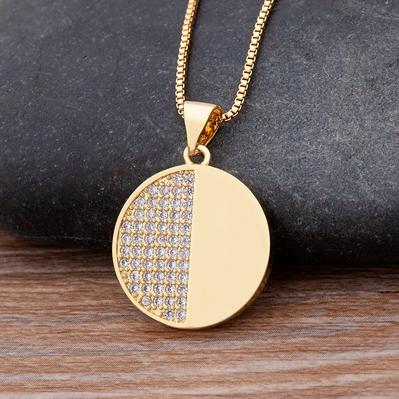 Nidin Luxury Fashion Cubic Zirconia Heart Pendant Women Gold Plated High Quality Chain Necklace Sparking Jewelry Party Gift