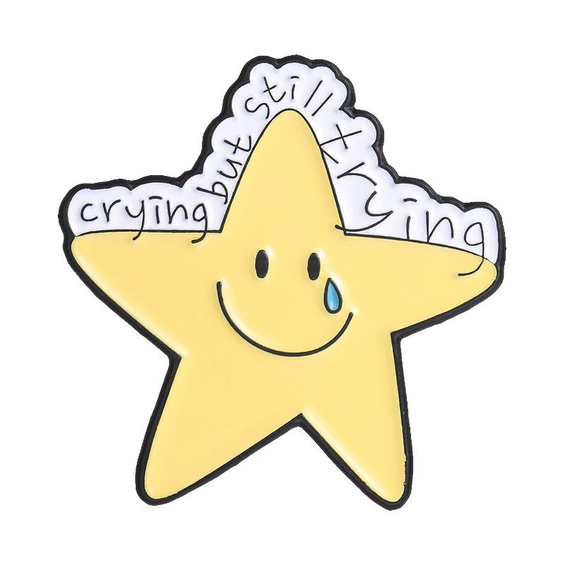 You're A Star Enamel Pins Chaotic Brooches Crying But Still Trying Lapel Badge Award Jewelry Gift for Fans Readers