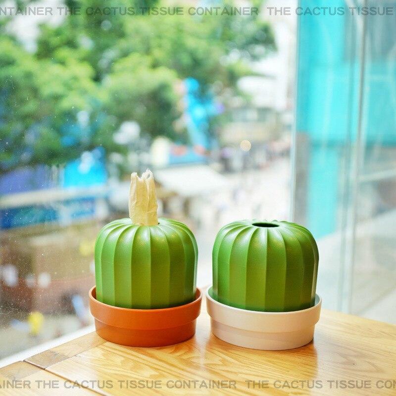 2 pcs. Single sale plastic creative towel box with cactus desktop drawing towel box