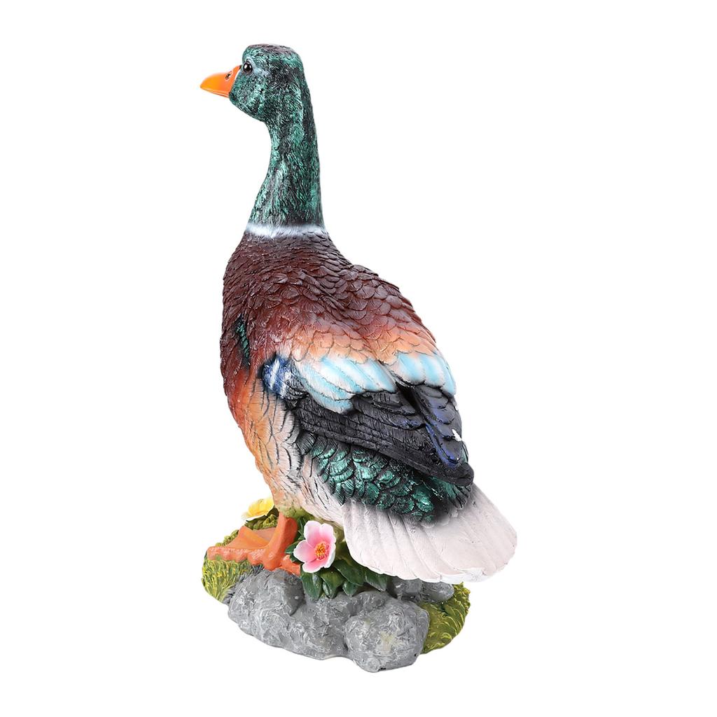 Mallard Duck Garden Ornament Hand Painted Resin Green Head Duck Figurine for Outdoor Lawn Yard Decoration