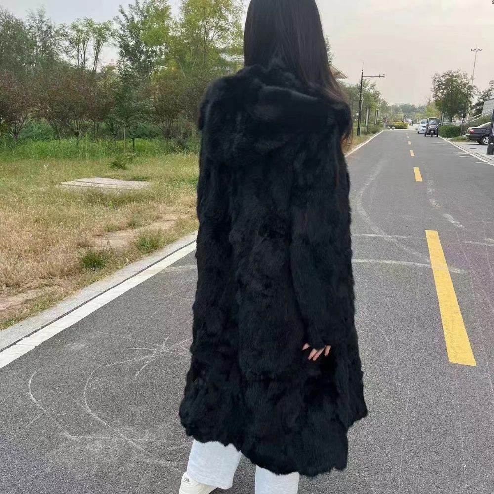 Fur Jacket Women's New Real Rabbit Fur Anti-season Long Medium and Long Fur Integrated Winter Coat