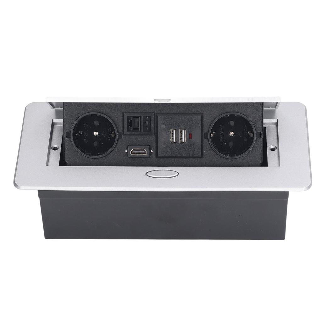 Desktop Socket 16A Power Strip Table Connection Box Dual USB EU Standard AC 250V Welding Free for Of