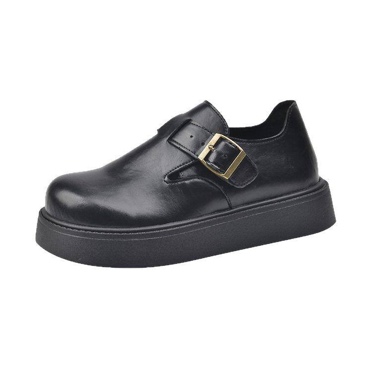 Soft leather version~ brown retro big head platform small leather shoes women's 2025 spring new British style versatile Boken shoes