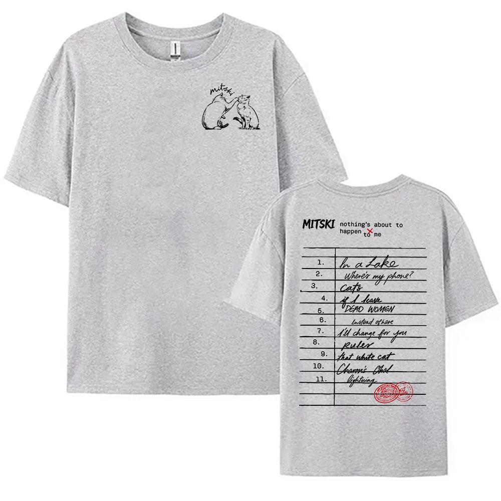 Mitski Nothing's about To Happen To Me Tee Short Sleeve Loose Summer Female Tshirts Women Men Clothes Singer Graphic Print Merch