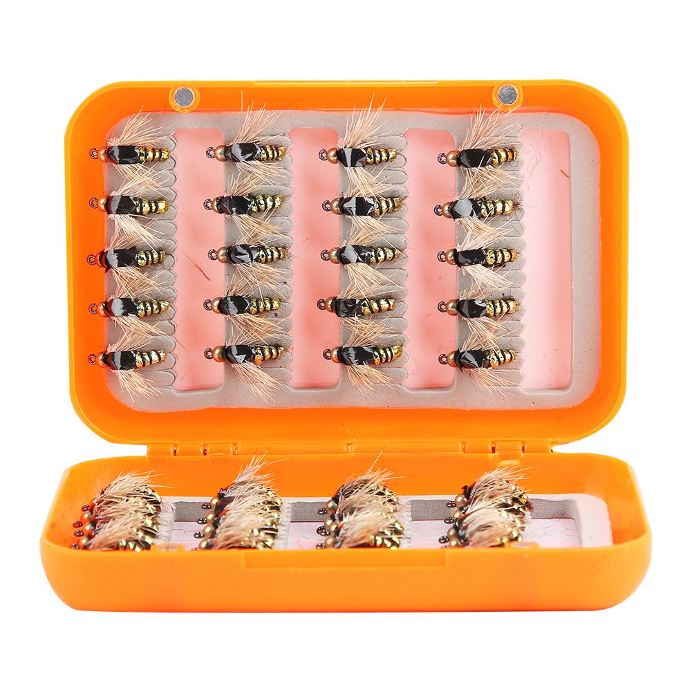 Kaisai 40Pcs Lifelike Fly Fishing Flies Trout Flies Lures Hooks Fly Fishing Kit Box