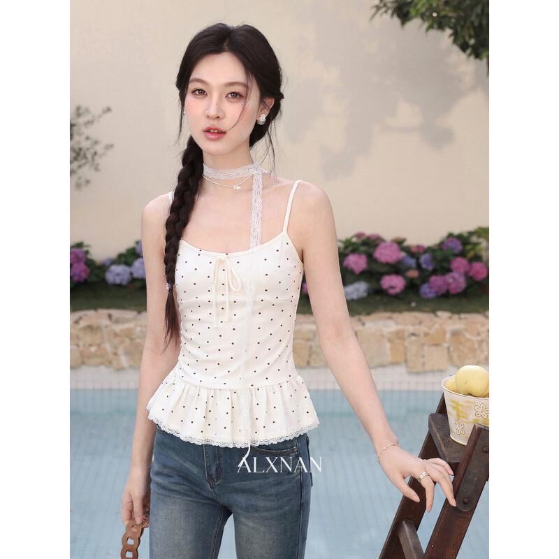 Women s Apricot Polka Dot Camisole L