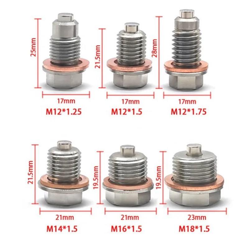 For Honda Ford Hyundai/Mazda Screw Car Engine Magnetic Oil Drain Plug Screw Nut Bolt Oil Drain Sump Nut M12/14/16 1.5 1.25 1.75 Oil Drain Plugs 3