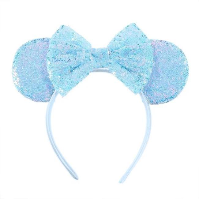 Silver Shinny Mouse Ears Headband For Girls Shinny Sequin Bow Hairband Festival Party Cosplay DIY Hair Accessories