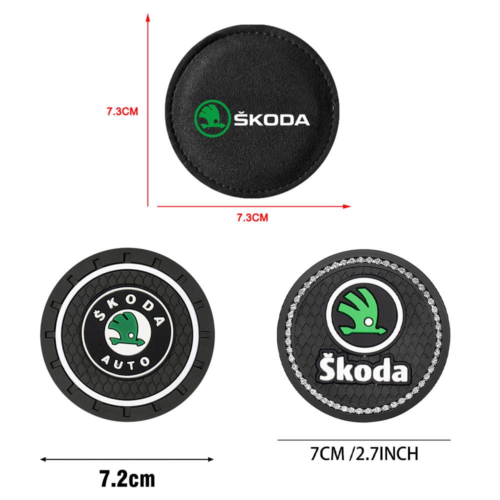 OENU7 Car Coaster Water Cup Bottle Holder Mat Anti-slip Pad For Skoda Octavia 2 3 Fabia A7 Rapid Superb Kamiq Kodiaq Accessories