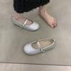 Fashion Silver Mary Jane Shoes Women's Shallow Mouth 2025 Summer New Versatile Ultra Light Flat Slip-on Casual Single Shoes
