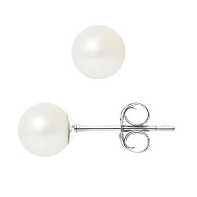 Earrings - - Freshwater Cultured Pearls 6-7 Mm - 925 Sterling Silver - Woman - AAA+