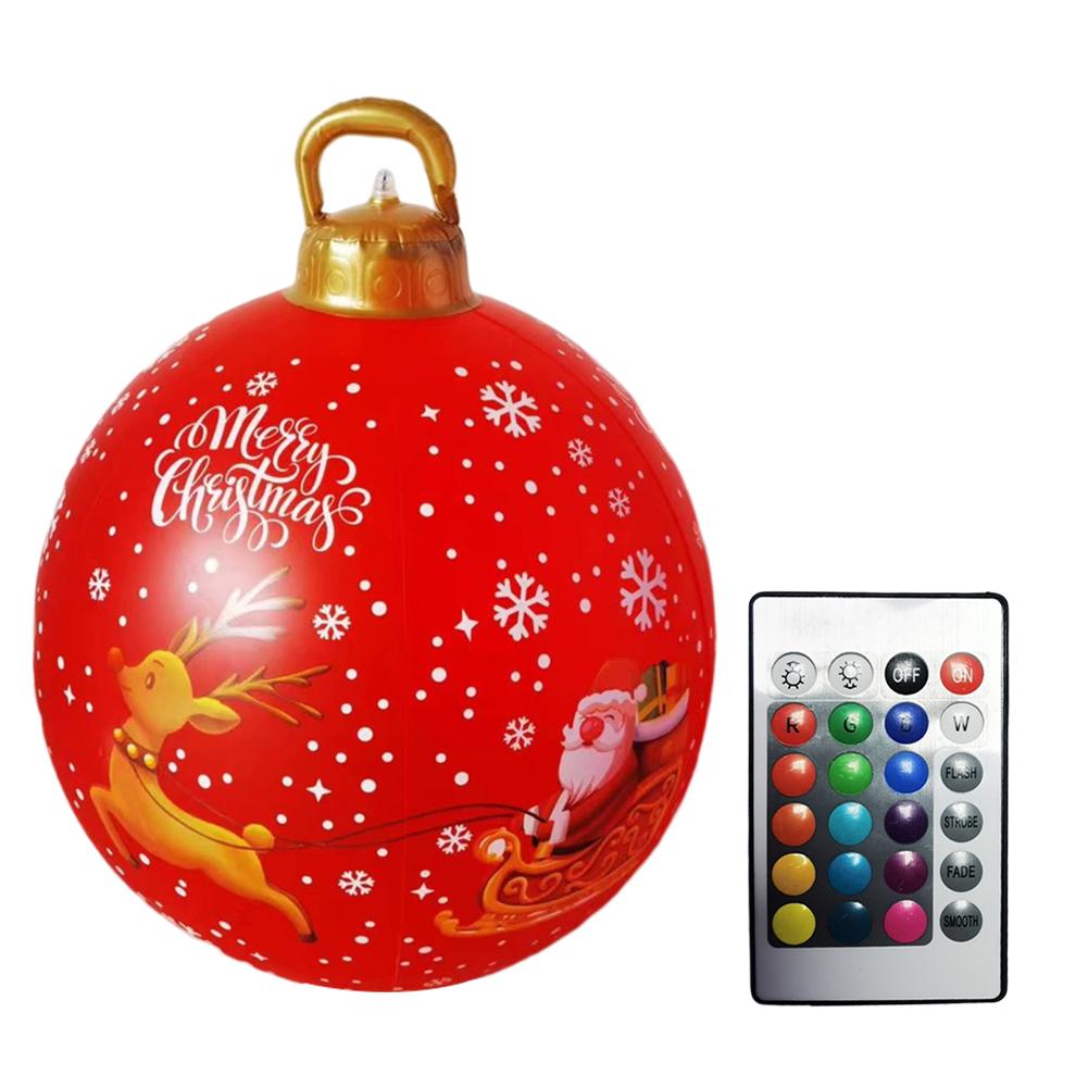 Riesiger leuchtender aufblasbarer Weihnachtsball mit Lichtern Wasserdichter PVC Leuchtender Weihnachtsball Haus Garten Party Requisiten Festliche Artikel