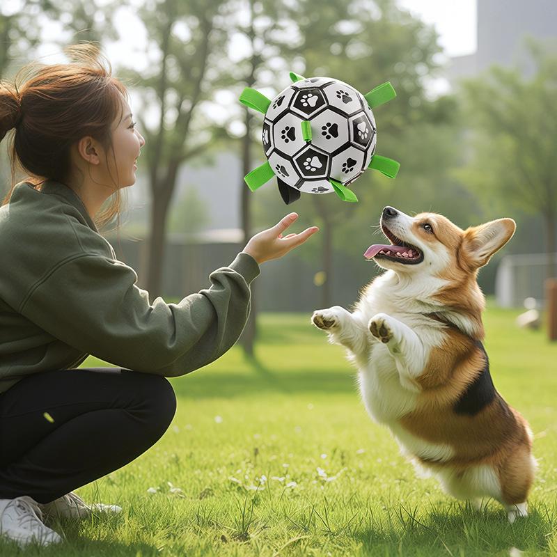 Interactive Pet Football Toys With Grab Tabs Dog Bite Chew Balls Pets Accessories Outdoor Training Soccer for Medium Large Dogs