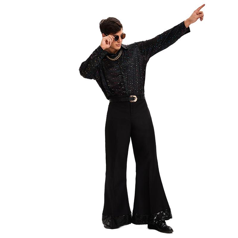 

Новый Хэллоуин ретро диско хиппи танцевальный костюм взрослый мужской клеш XL