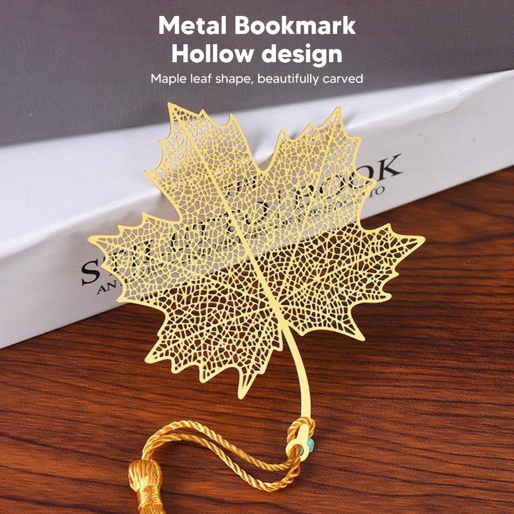 Hollow Design Maple Leaf Bookmark With Tassel Exquisite Bookmark Tassel Bookmark For Book Lovers Maple Leaf