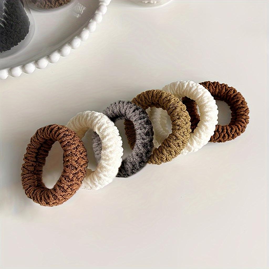6pcs Solid Color Soft Scrunchie Hair Rings Set for Girls, Hair Accessories