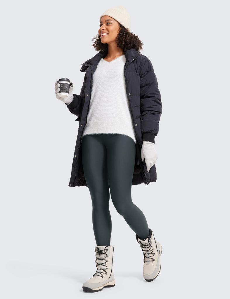 CRZ YOGA Full Length Yoga Pants for Cold Size M Women's Fleece-Lined Fitness, Autumn/Winter, Protection, Sweat-Wicking, Quick-Drying, Breathable,