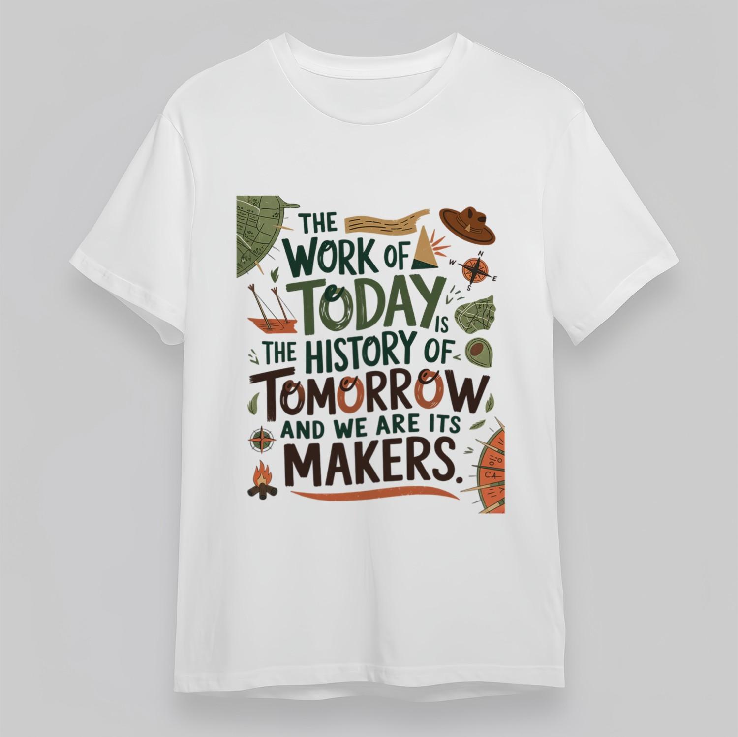 Women s Oversize ClassicT-Shirt Mens Womens Tees Top The Work Of Today Is the History of Tomorrow Tee S
