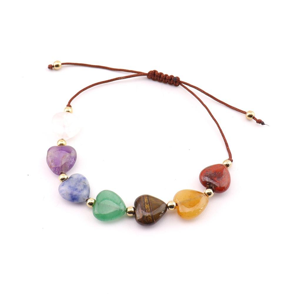 Natural Crystal Necklace Colorful Love Crystal Hand-Woven Necklace Bracelet Peach Heart Pendant N739