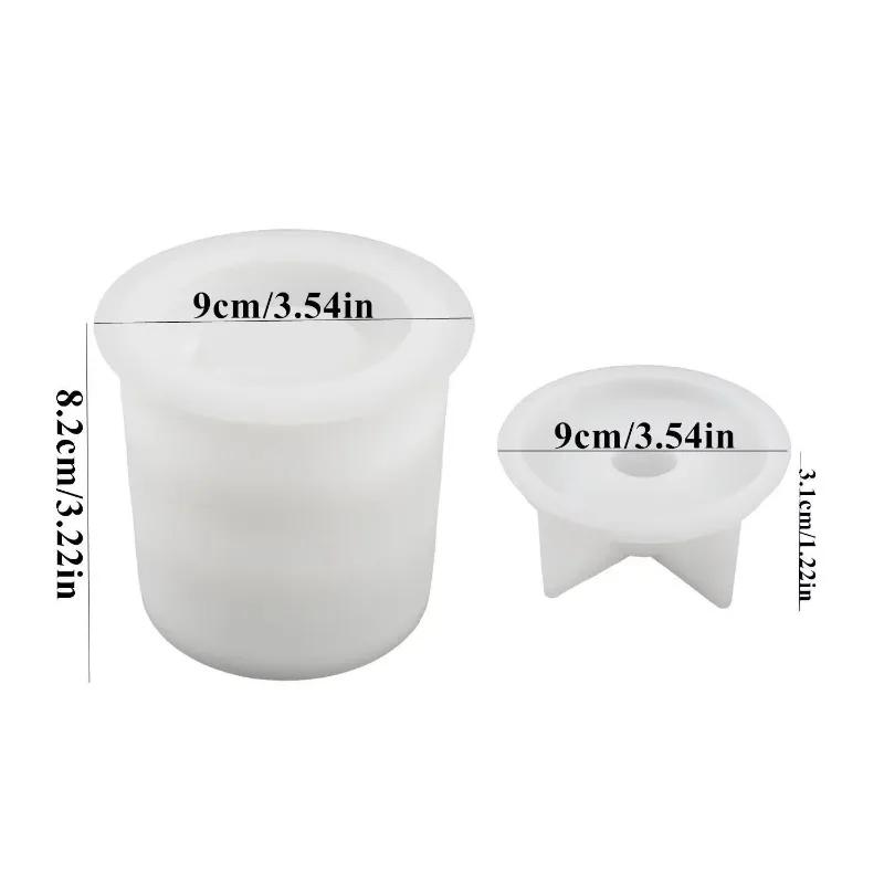 Silikonové formy na svíčky s víkem, kulaté úložné boxy, minimalistické, betonové, sádrové, pryskyřičné formy, domácí dekorace, nádoba na svíčky