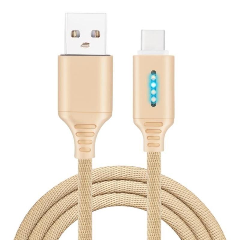Metal USB to USB C Cable Charging Cable with LED Light Fast Charging Power Delivery Cable for Phone Tablet Laptop