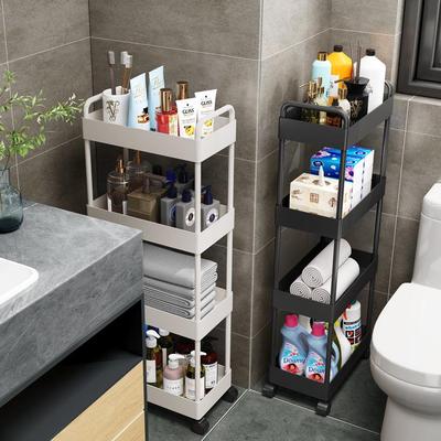 Movable Bathroom Trolley Rack for Layered Gap Storage
