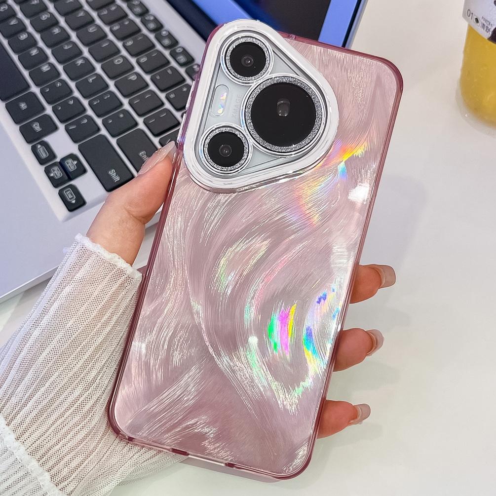 Plating Colorful Shiny Feather Phone Case For Huawei Pura 70 Ultra Pura 70 Pro Pura70 + Mate 60 Pro Mate60 Camera Protect Cover