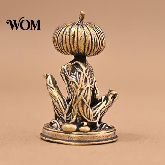 Wear Resistant Brass Craft Solid Pumpkin Monsters Figurine, Distressed Statue, Vintage Skeleton Compact Desk Ornaments Sculpture for Halloween