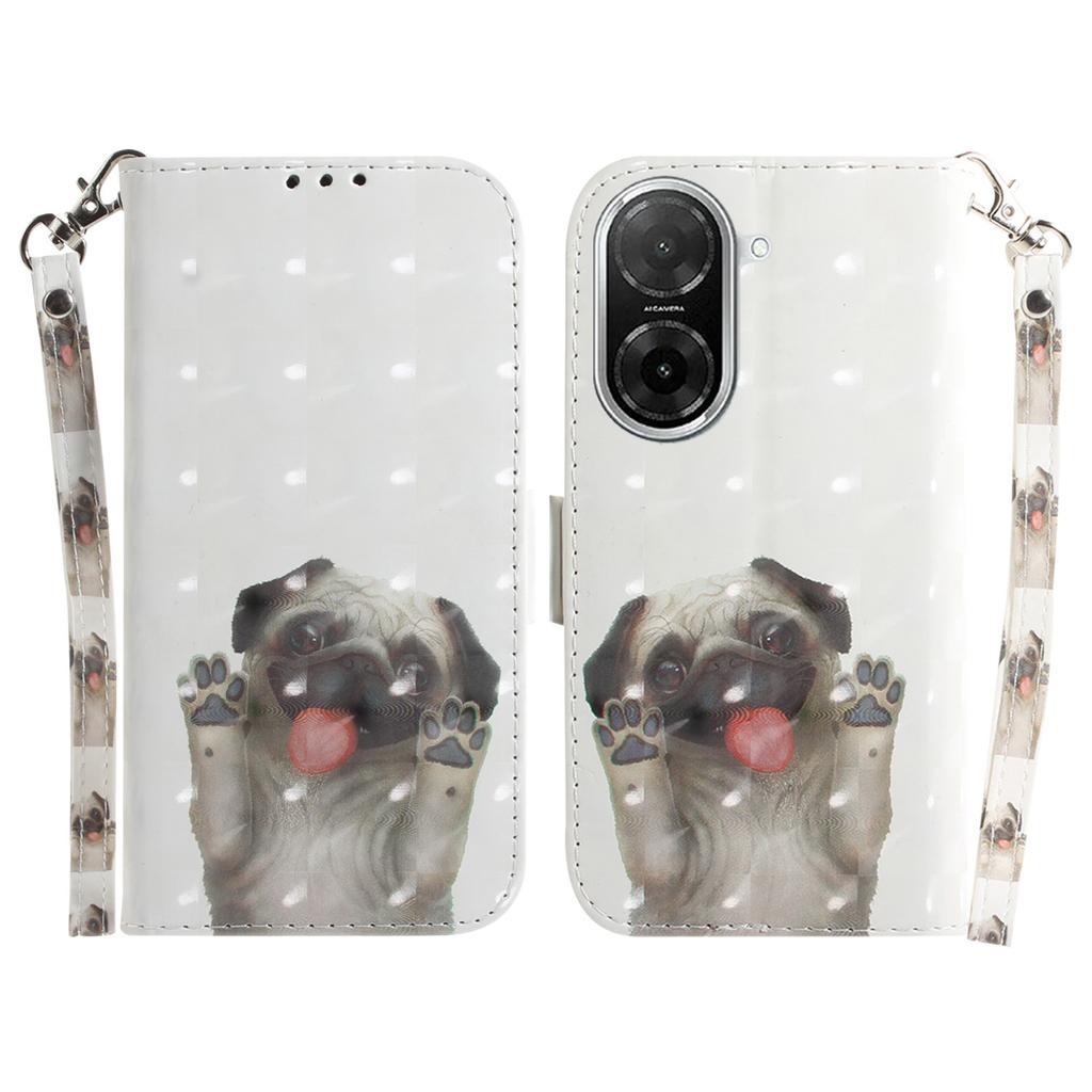 For Xiaomi Redmi A5 4G (171.7mm)/Poco C71 4G Case Pattern Printing Leather Wallet Phone Cover with Wrist Strap