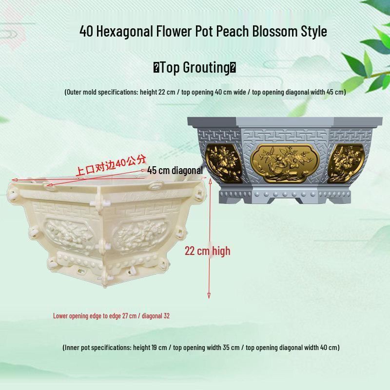 High-Leg Cement Flower Pot Mold - Six-Sided, Thick Plastic for Balcony Bonsai