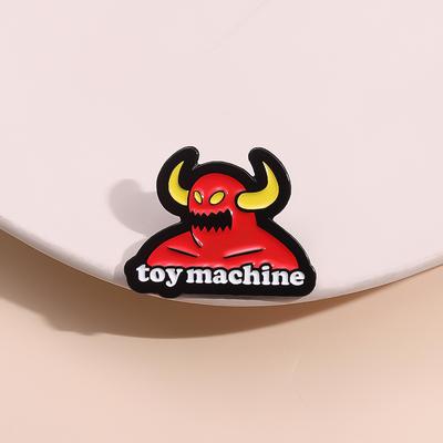Toy Machine Enamel Pins Custom Devil Cow Brooches Lapel Badges Halloween Punk Jewelry Gift for Friends