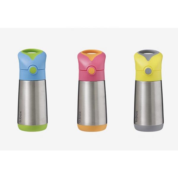 Bibox stainless steel straw cup 350ml, gray yellow, 1 piece