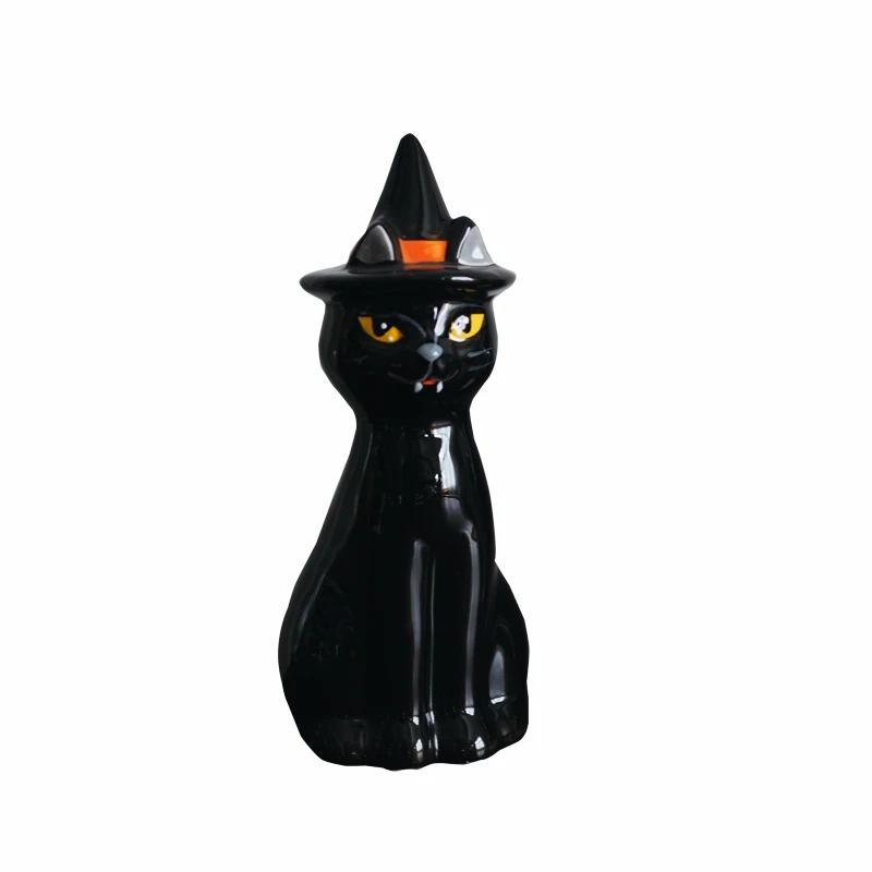 Nordic Hand-painted Black Cat Shaped Ceramic Jewelry,living Room Foyer Dining Table Holiday Decorations,home Decoration Crafts
